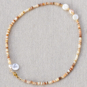 Natural seashell and baroque pearl bead necklace