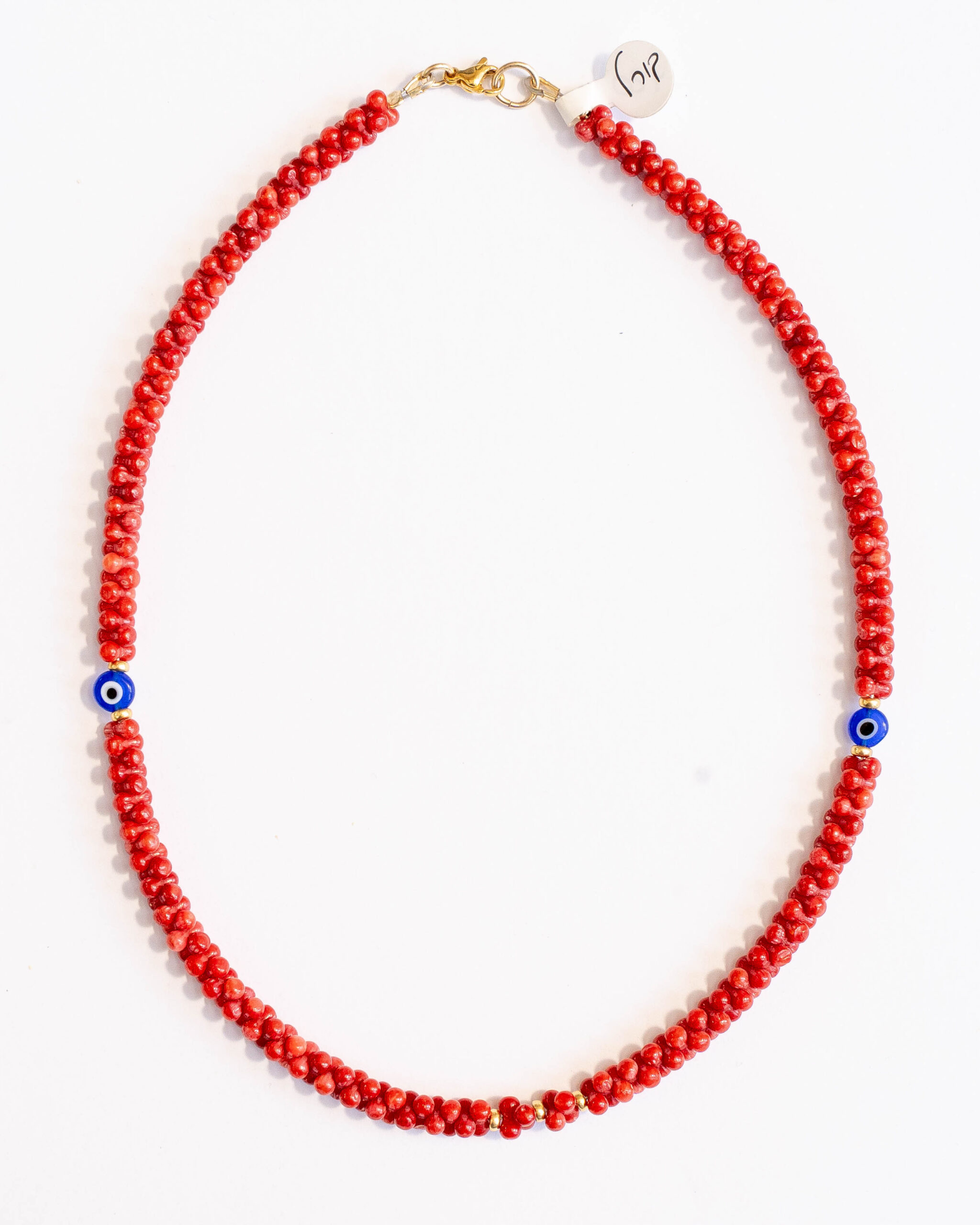 שרשרת קורל אדום עם עין טובה – תמונה 2