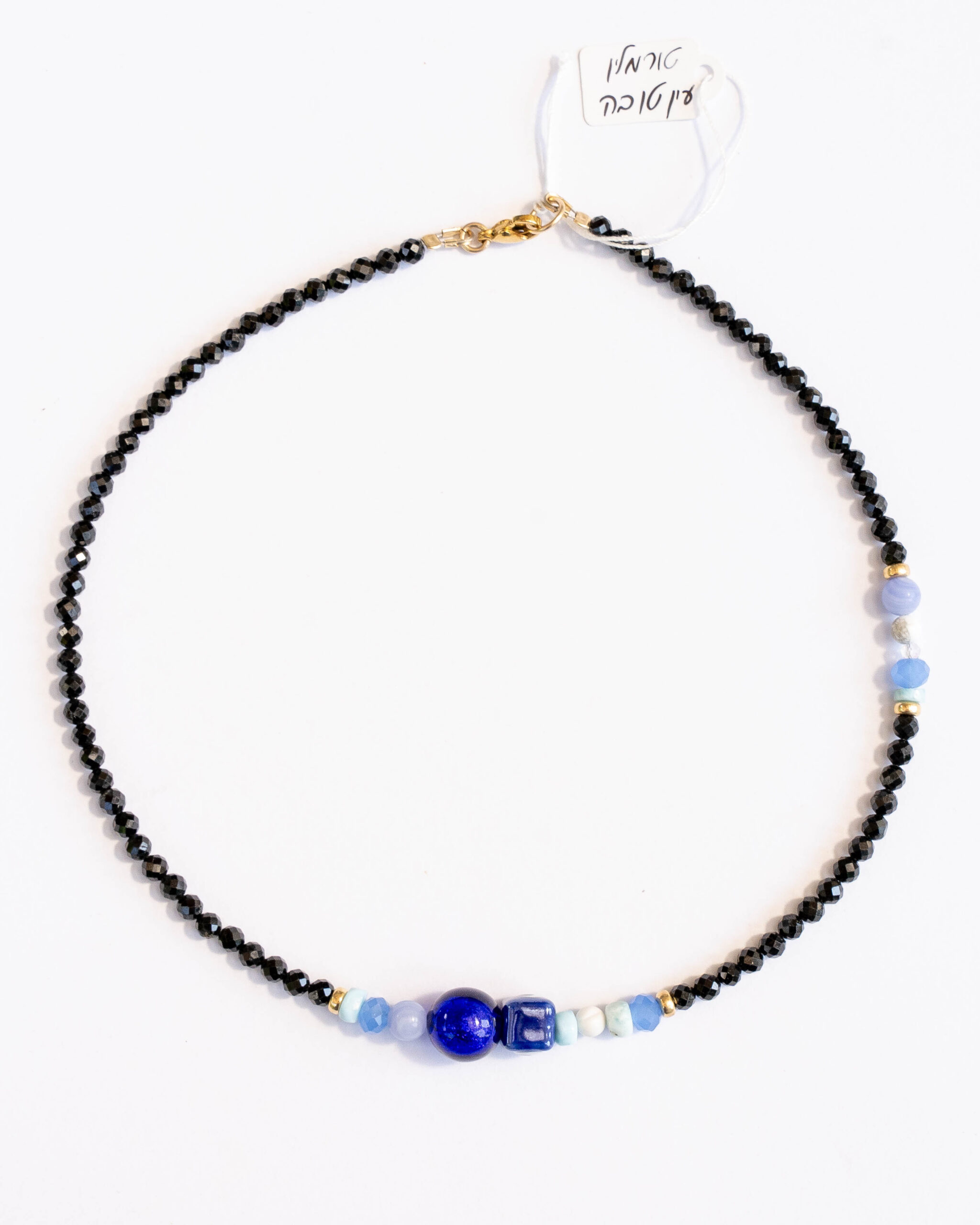 שרשרת טורמלין שחור, אקוומרין, היולייט ועין טובה – תמונה 2